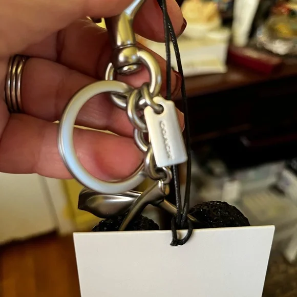 Coach Black Crystal Cherry Bag Charm/Keychain - Picture 13 of 13